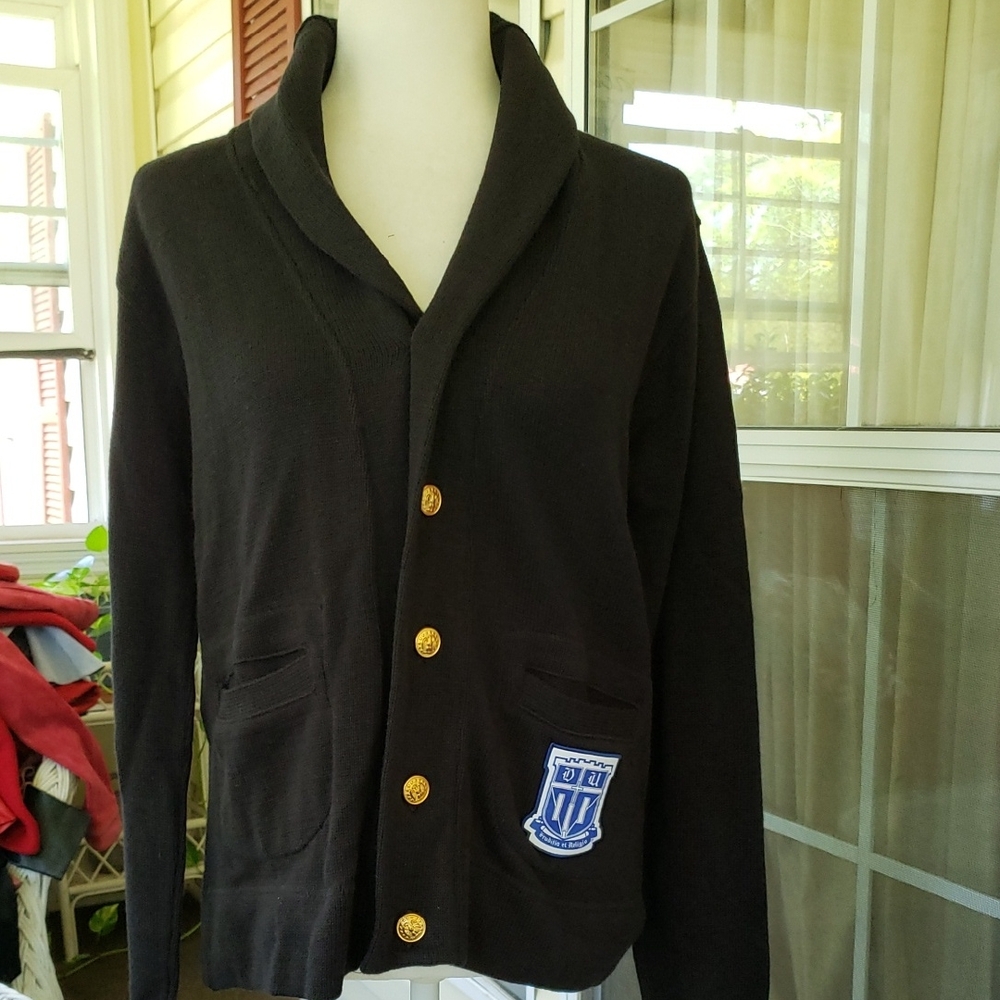 SCHOOL HOUSE Men's Black Shawl Collar Cardigan MADE IN USA